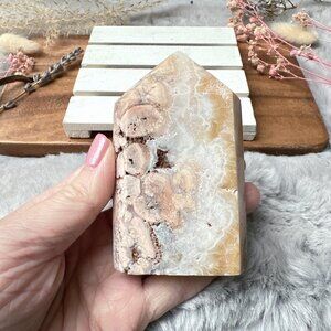 Gorgeous Pink Amethyst with Marble Jasper Tower